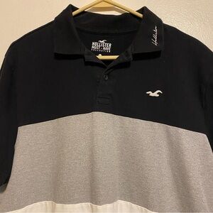 Hollister Must Have‎ Shirt Mens Size XL Polo Pullover Gray White Collared